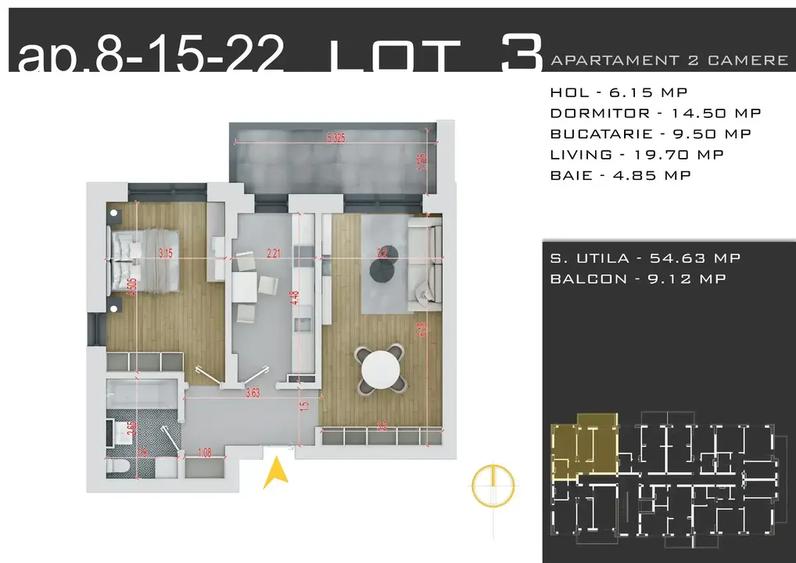 2 Camere decomandat 15 min metrou, Theodor Pallady - 2