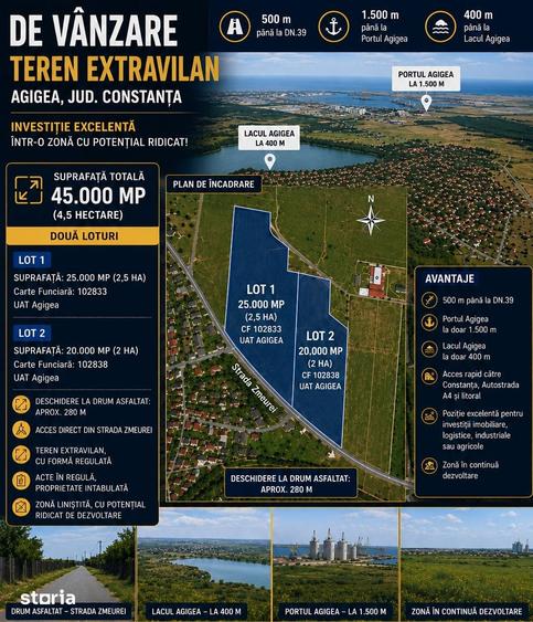 Teren de 45000 mp, în Agigea