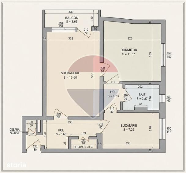 Apartament cu 2 camere în Central