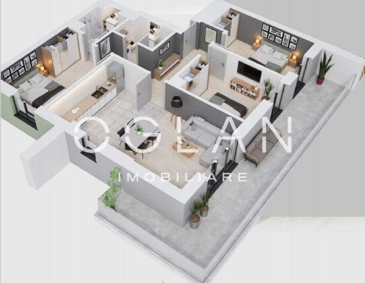 Ap. 4 cam. 93,18mp+Terasa+1 Boxa cadou! Calitate Premium! Zona N-V Sibiu - 2