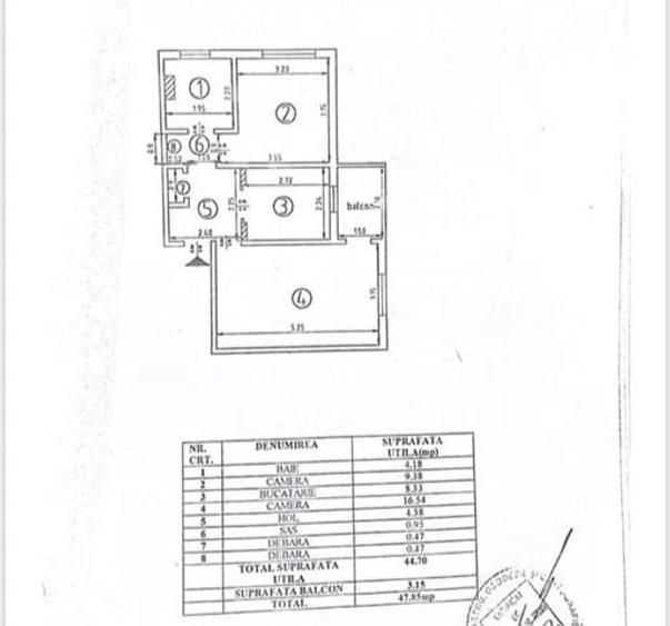 Apartament cu 2 camere, decomandat, etaj 1/4, zona Dacia - 7