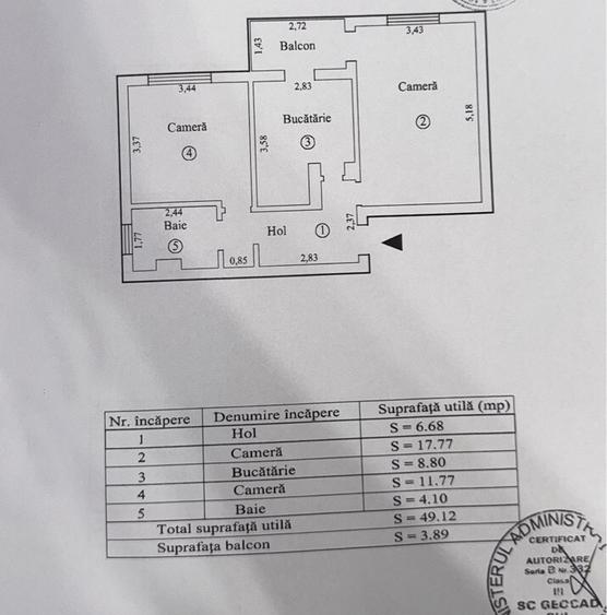 Apartament 2 camere cf 1 - 1