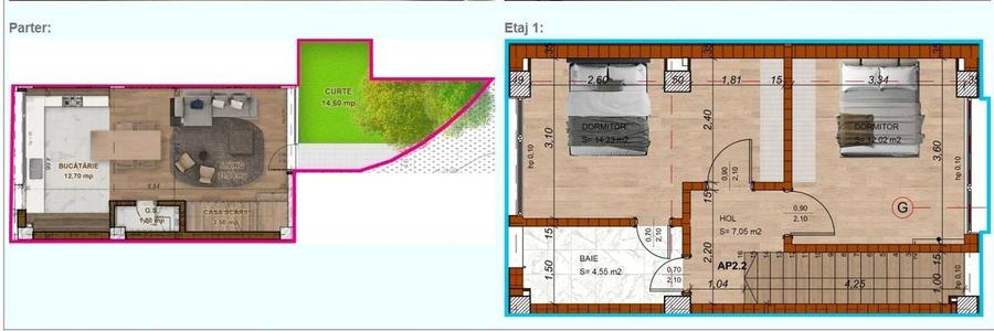 DUPLEX 3 CAMERE || GRADINA 15 MP || DOMENII - GRIVITA || MOBILAT - 23