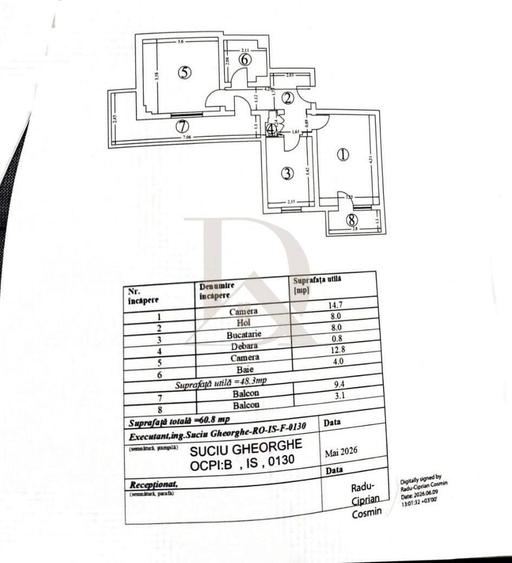 Apartament cu 2 camere decomandat în Hala Centrală
