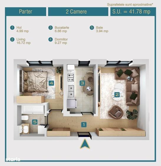 Apartament cu 2 camere în Militari