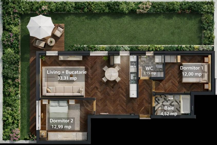 Apartament 3 camere -Constanta, Faleza Nord + curte proprie - bloc NOU - 3