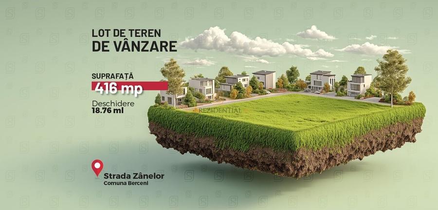 Lot de teren intravilan, 416 mp, deschidere 18.76 ml, Comuna Berceni - 1