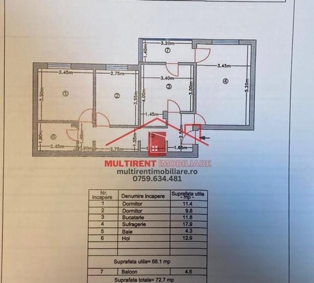 Apartament 3 camere 73 mp - decomandat cu loc de parcare ! - 14