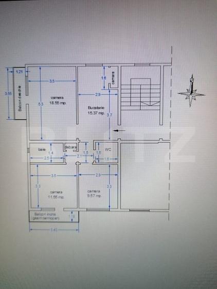 Apartament 3 camere, 65 mp, 2 bai, zona Titulescu - 7