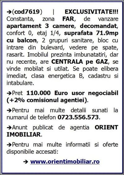 FAR, de vanzare 3 camere, decomandat, etaj 1, gaze - 16