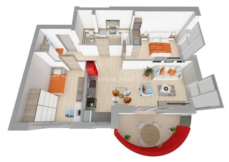 Apartament cu 3 camere semidecomandat în Decebal