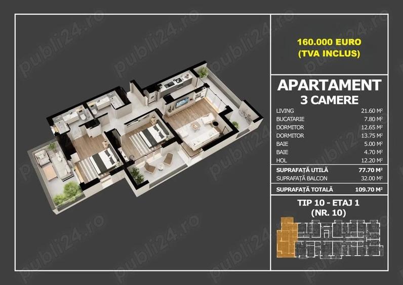 Apartament 3 camere 110 mp | Nou | Finalizare 2026 | Pope?ti Leordeni - 1