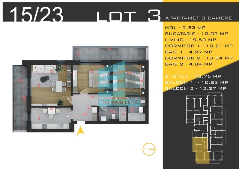 Apartament Generos 3 Camere 97 Mp, Zona Pallady, Metrou - 5