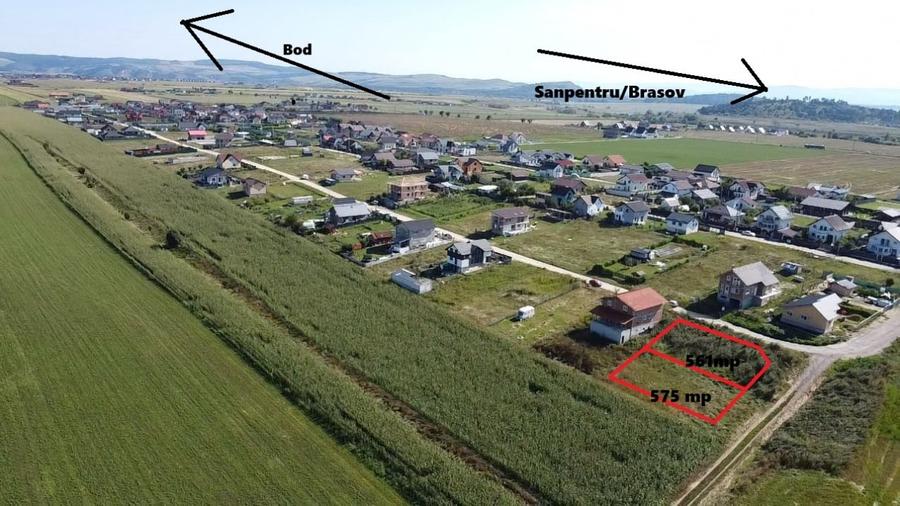 Teren intravilan 1.136 mp, 2 parcele alipite, Bod - utilitati la poarta - 4
