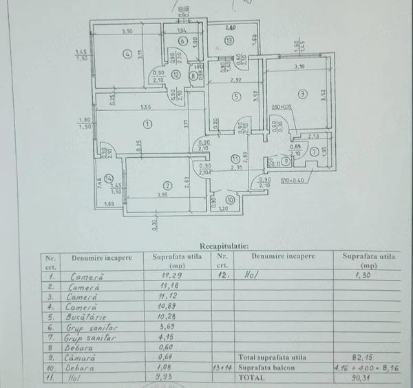 Apartament cu 4 camere nedecomandat în Crângași