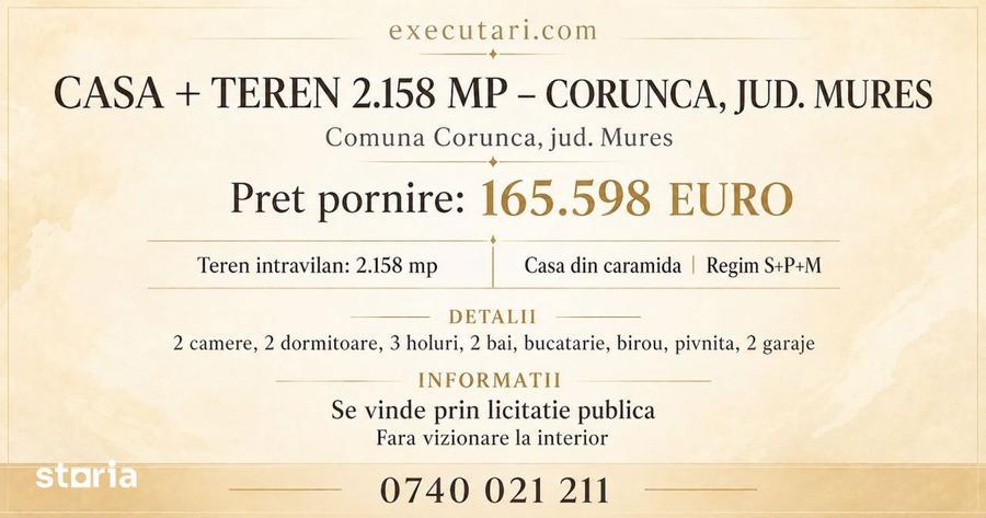 Casa S+P+M - 368 mp + Teren 2.158 mp, Corunca - 1