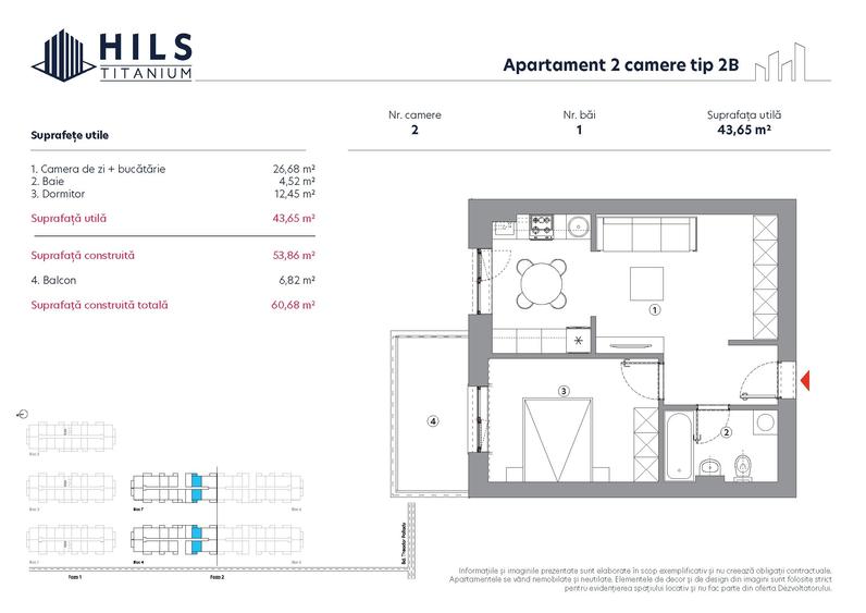Apartament 2 camere  HILS Titanium faza 2 | Tip 2B | - 2