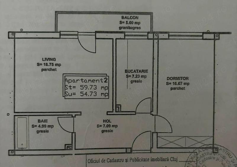 Apartament cu 2 camere decomandat în Florești