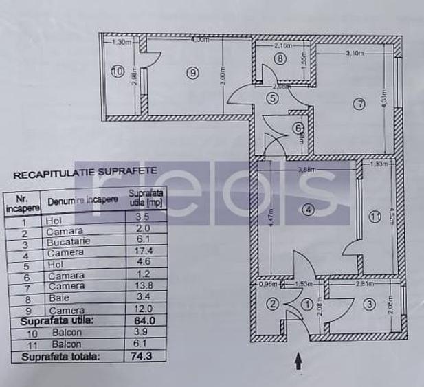 DE VANZARE AP 3 CAMERE 75 MP LUJERULUI | SEMIDECOMANDAT | METROU - 12