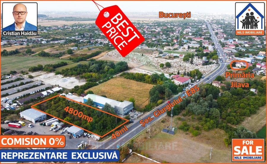 Teren 4967mp | Intravilan | Utilitati | Jilava - Sos. Giurgiului - E85 - 2