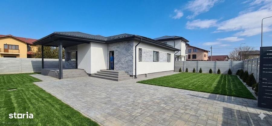 Casa PARTER 129m2, panouri solare, placa beton, DOMNESTI , Comision 0 - 7