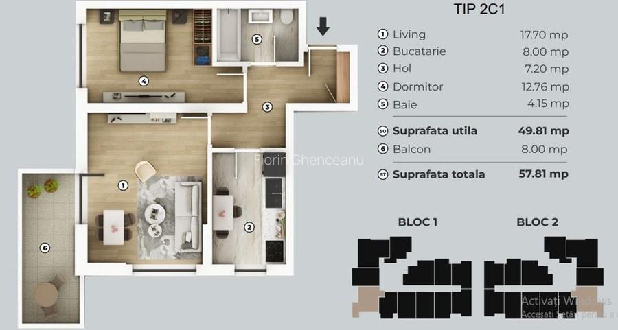 Apartament cu 2 camere decomandat în Nord-Vest Apartament cu 2 camere decomandat în Nord-Vest