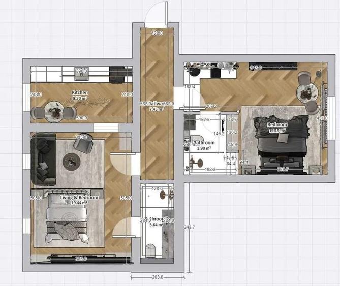 Apartament 2 camere pe Racoviță, 54 mp - 2