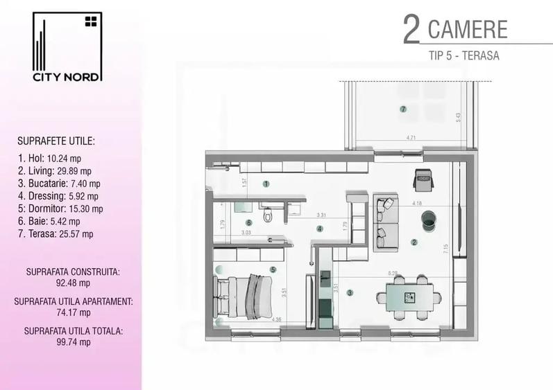Apartament lux CITY NORD 1 DEC! Dressing 14 mp+terasa 26 mp - 2