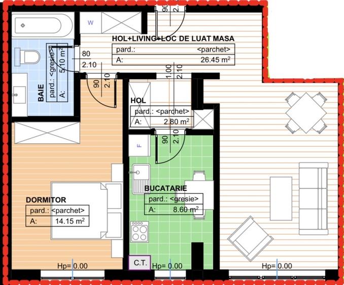 Apartament 2 camere, decomandat 57,10mp, 1 Mai, zona Parc Nicolae Romanescu. - 1