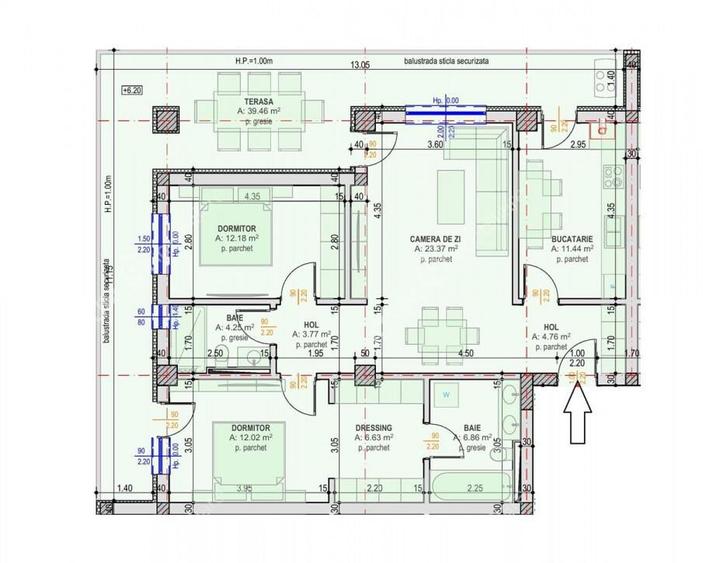 Apartament cu 3 camere terasa 40 mp 85 mp utili si 2 locuri - 7