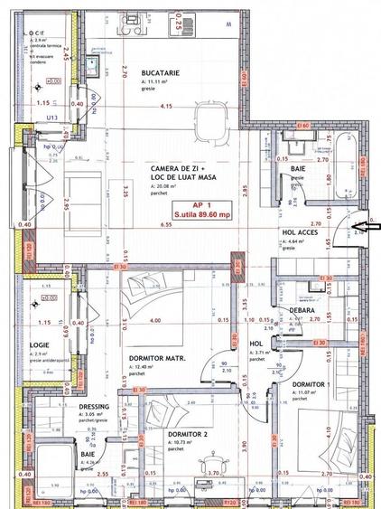 Apartament cu 4 camere semidecomandat în Florești