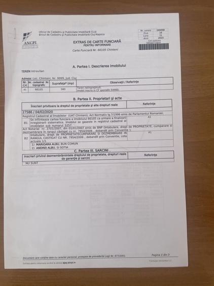 Teren intravilan de vanzare in Chinteni, aproape de Cluj Napoca 580 mp - 3