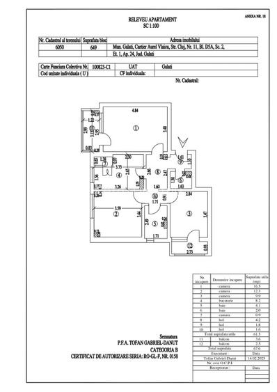 Apartament cu 3 camere decomandat Galati IREG etaj 1 an 1983