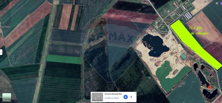 Teren de vânzare 113,931 mp, pretabil balastieră în Zimandu Nou - 1