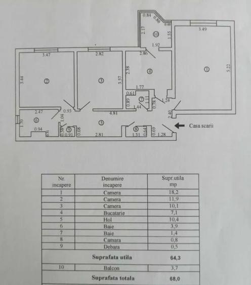 Apartament 3 camere, etaj 2, Piața Centrală – 2 băi și balcon - 8
