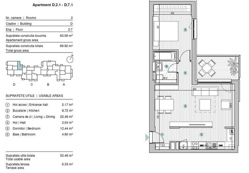 Apartament cu 2 camere decomandat în P-ta Presei Libere