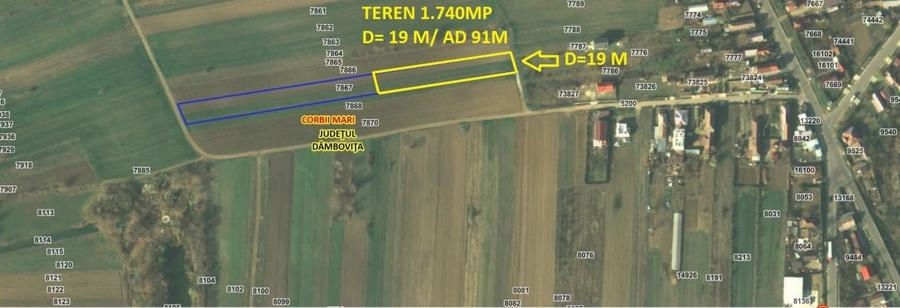 Comision 0% Teren intravilan 1740 mp Corbii Mari Dâmbovița – deschidere 19 ml - 1
