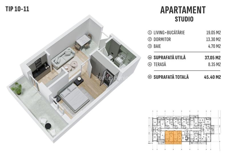De vanzare, 2 camere tip Studio, 20 min M2 Dimitrie Leonida