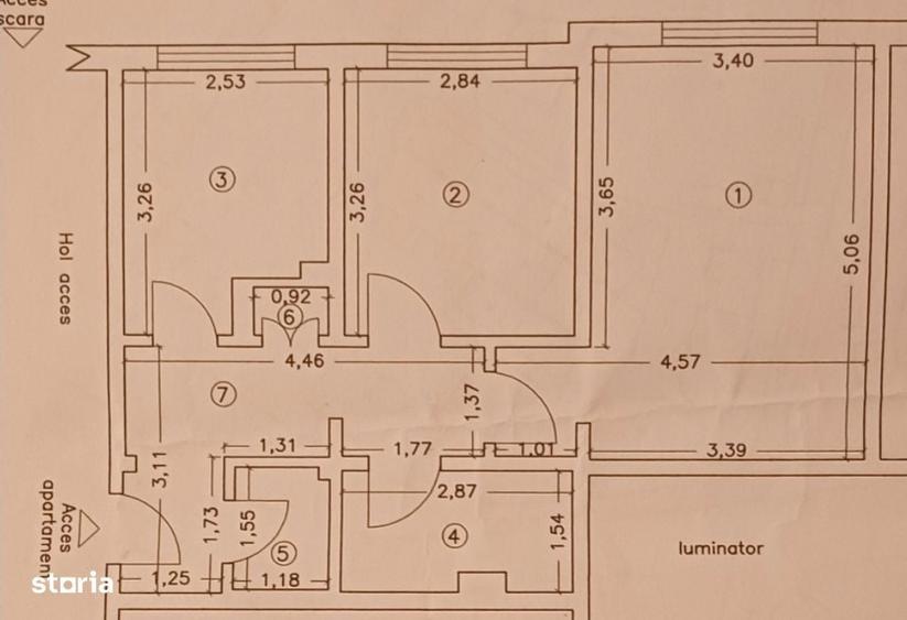 Apartament cu 2 camere decomandat în Central