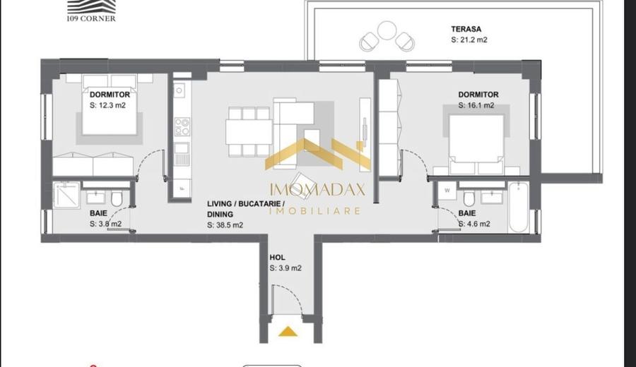 Aradului-3 camere-Terasa - 14