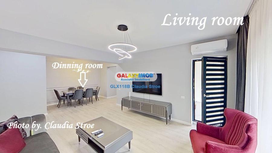 Apartament cu 3 camere semidecomandat, mobilat în Pipera