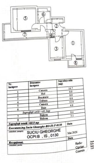 Apartament cu 2 camere decomandat în Hala Centrală