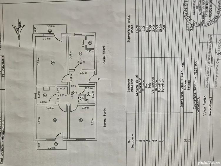 Apartament cu 3 camere decomandat în Central