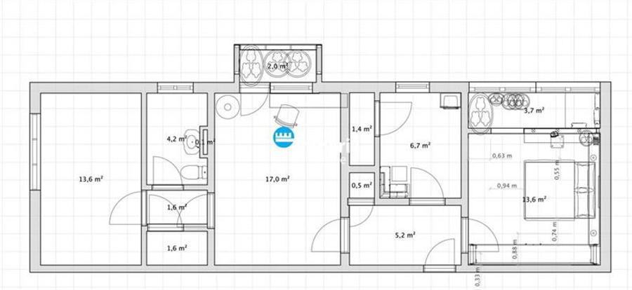 Apartament 3 camere semidecomandat, 67 mp, Podu Ros! - 2