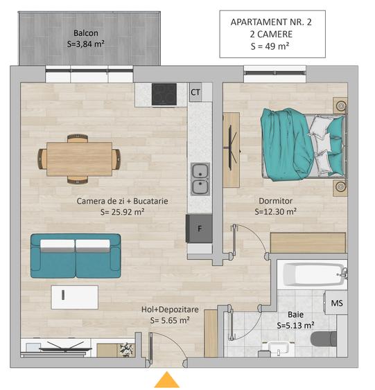 Ap. cu 2 camere, finisat la cheie, parcare inclusa, Magnolia Residence - 7
