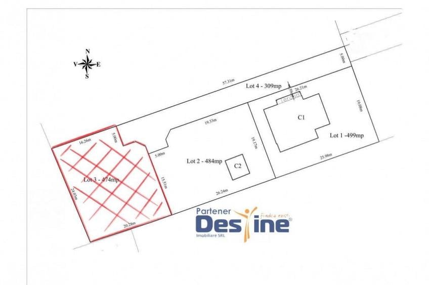 Teren in CENTRU MIROSLAVA 474 mp, deschidere 16mp, drum 5m - 3
