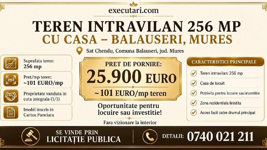 Casă individuală cu 2 camere cu Teren 256 Mp în Chendu