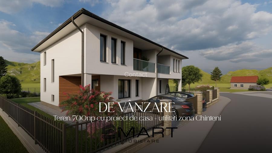 Teren 700 mp, cu autorizatie de constructie + utilitati in Chinteni Teren 700 mp, cu autorizatie de constructie + utilitati in Chinteni