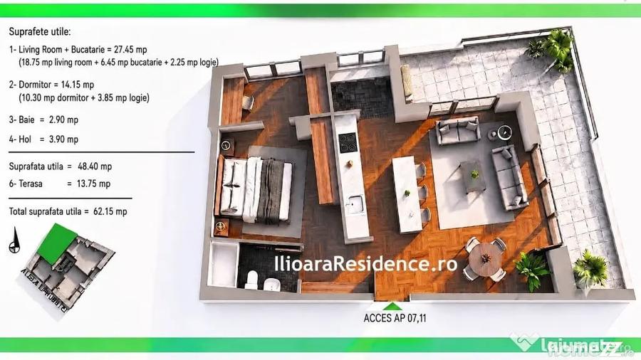 Apartament cu 2 camere decomandat în Nicolae Grigorescu