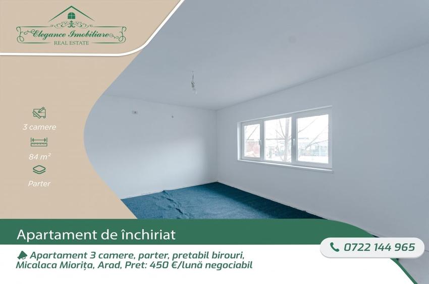 Apartament 3 camere, parter, pretabil birouri, Micalaca Miorita, Arad - 1